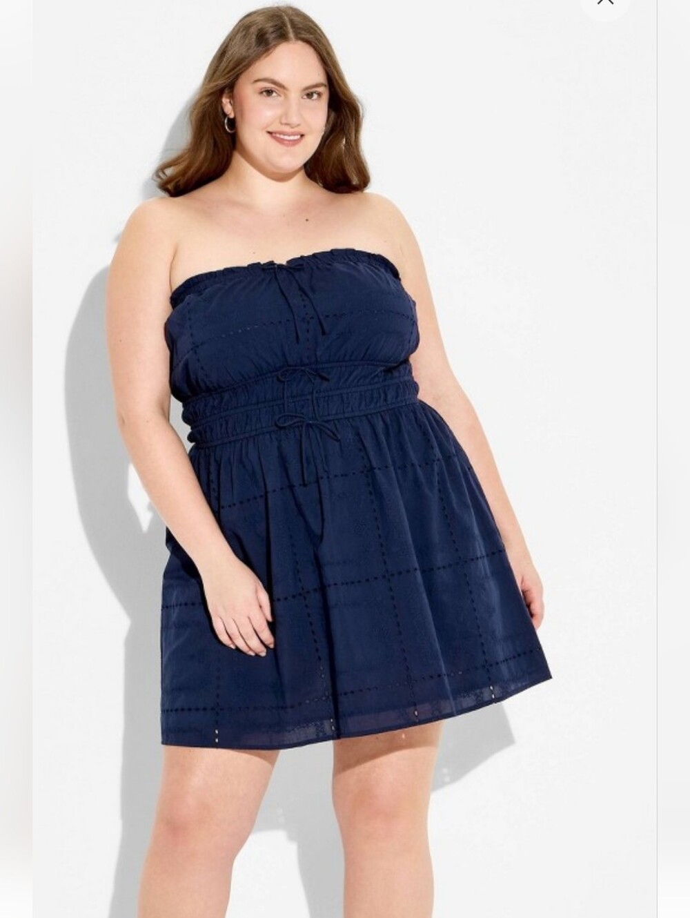 NWT Wild Fable Mini Eyelet Tie Front Tube Empire Waist Dress- Large